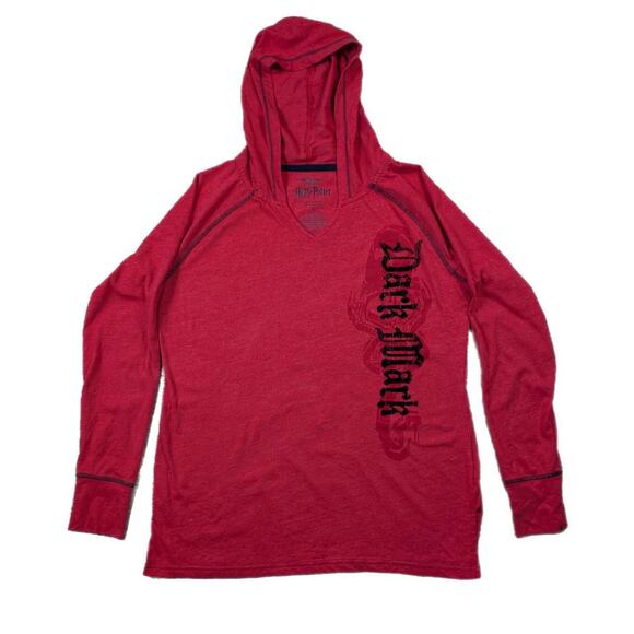 The Wizarding World of Harry Potter Universal Studios Red Dark Mark Hooded Shirt - Picture 1 of 5